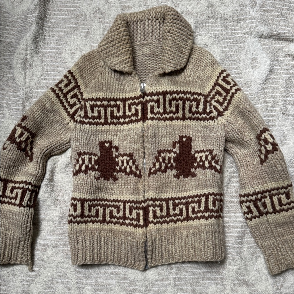 Vintage Hand knit wool Thunderbird Cowichan Sweater